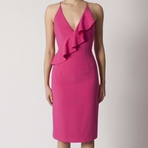 Black Halo Leni Sheath Pink Ruffle Dress